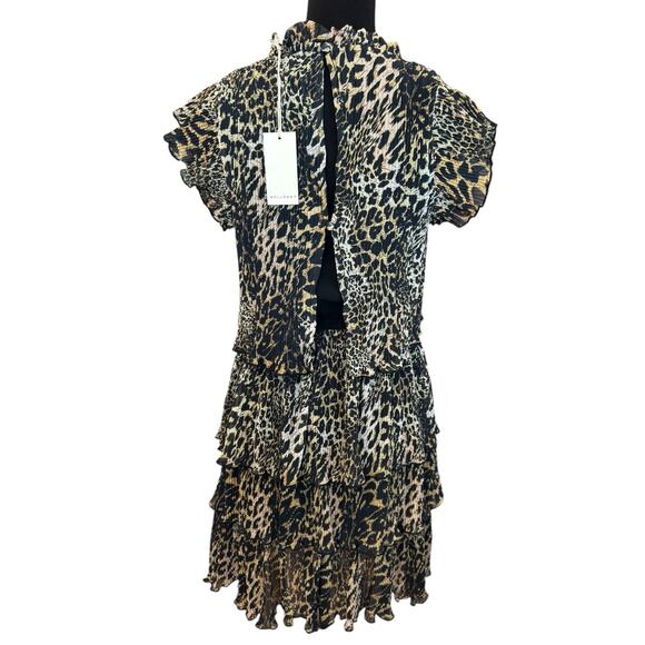 New ~ MELLODAY Nordstrom Multicolor Animal Print Ruffle Mini Dress FALL Small - Picture 5 of 8